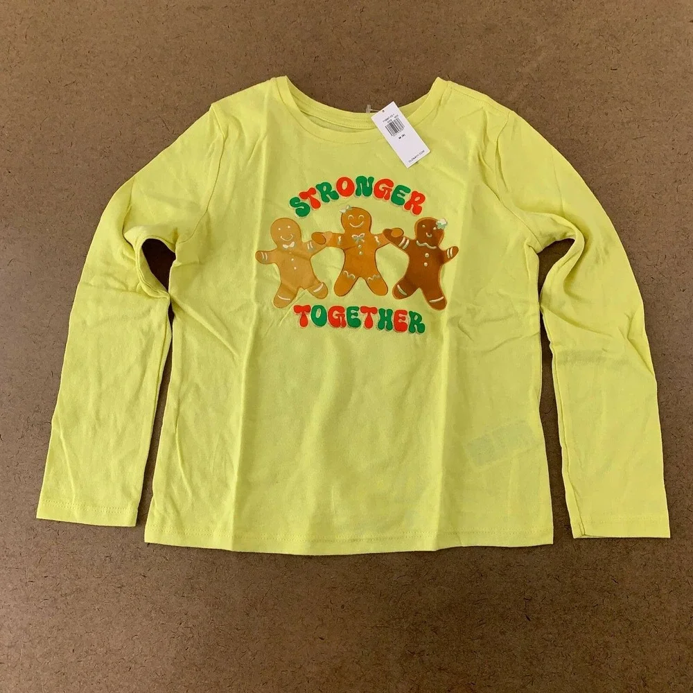 Old Navy Girls Lot Of 2 Graphic T-Shirt Yellow Heathered Long Sleeve Crew M New